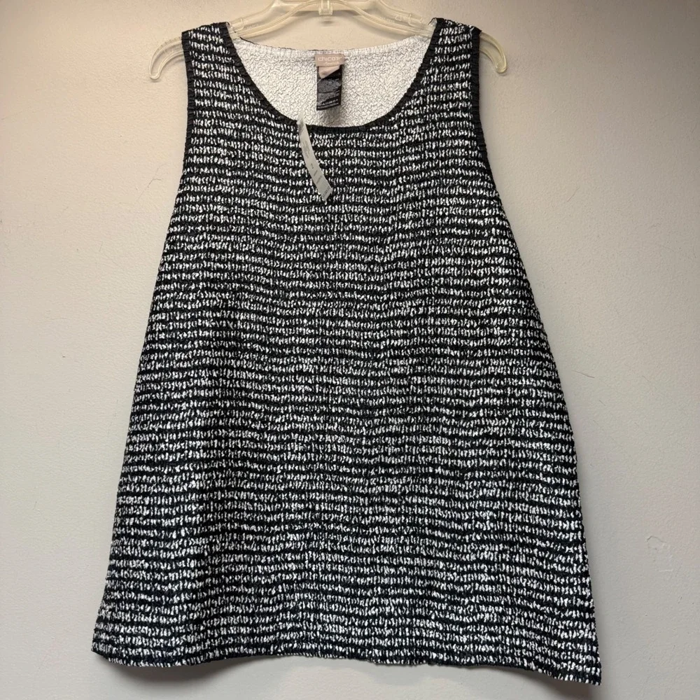 Chico's Travelers Crushed Tank Women Size 2 L 12/14 Black White NWT 570288663